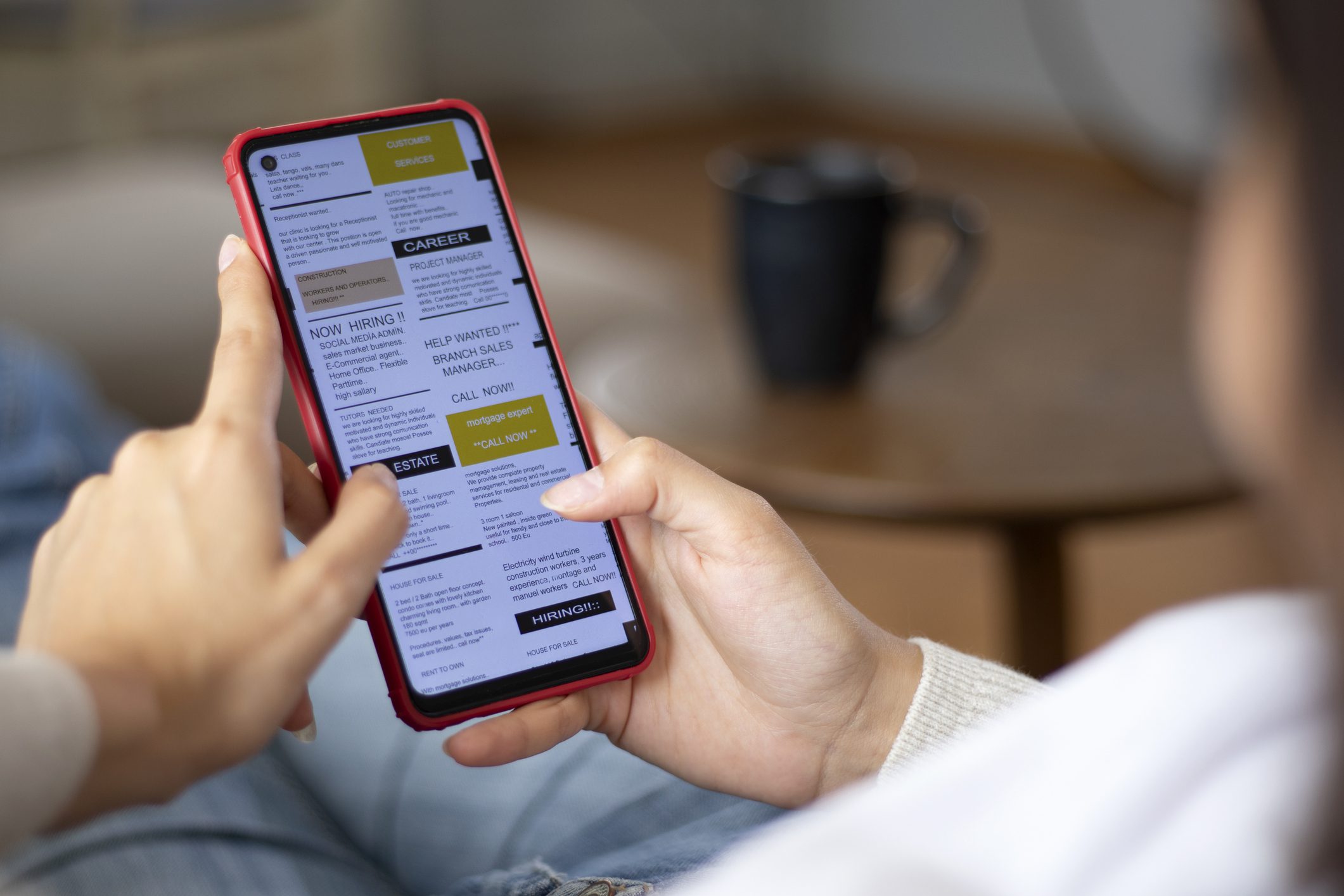 Casual browsing on a phone at home