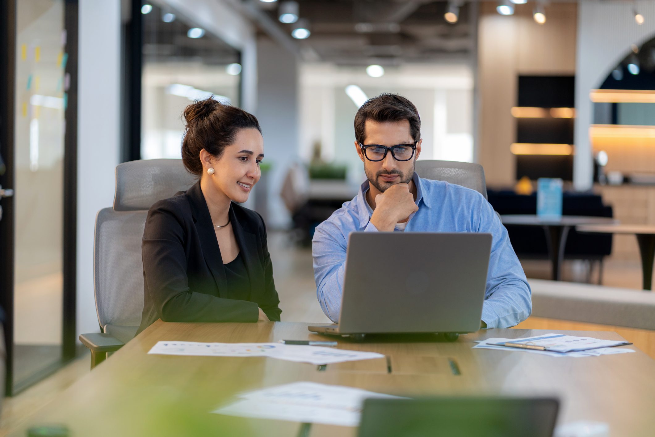 Professionals collaborating on a project
